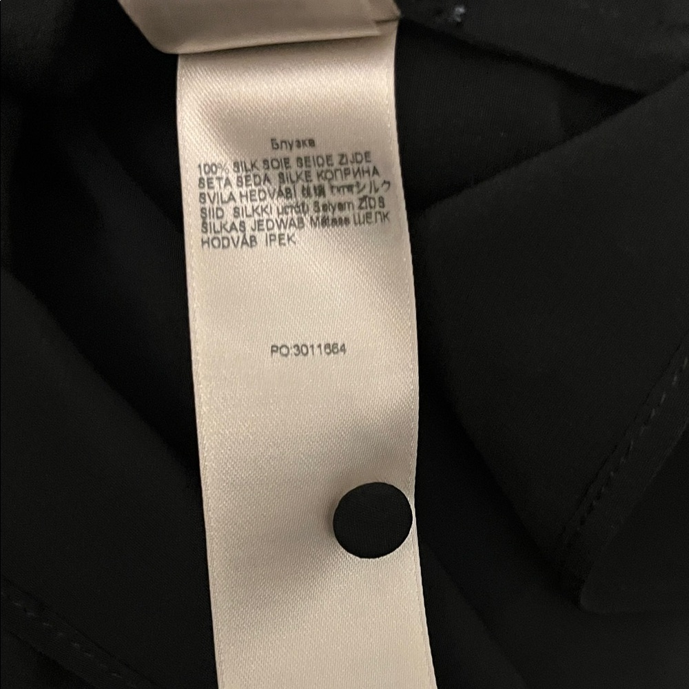 7 For All Mankind Silk Tie Neck Blouse In Black - Picture 7 of 7